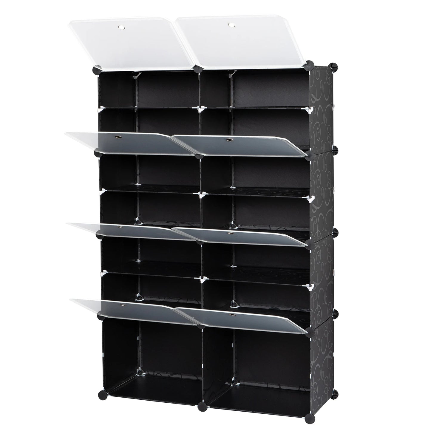 7-Tier Portable 28 Pair Shoe Rack Organizer 14 Grids Tower Shelf Storage Cabinet Stand Expandable for Heels, Boots