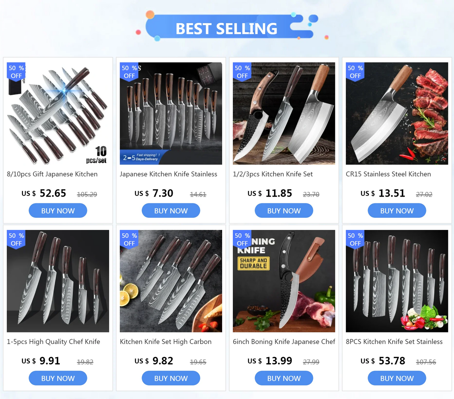 Kitchen Knives Set Laser Damascus Pattern Chef Knife Sharp Cleaver Slicing Utility Knives Tools