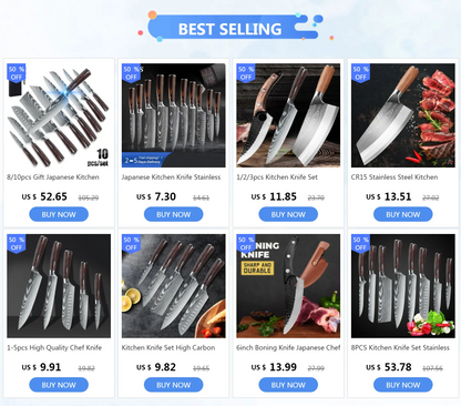 Kitchen Knives Set Laser Damascus Pattern Chef Knife Sharp Cleaver Slicing Utility Knives Tools