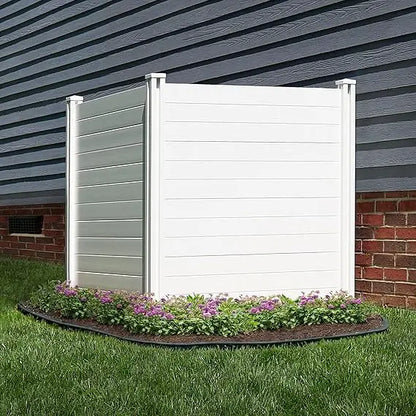 Premium White Vinyl Privacy Screen - 4ft High x 4ft Wide (2 Panels) Outdoor Fence for Air Conditioner and Privacy