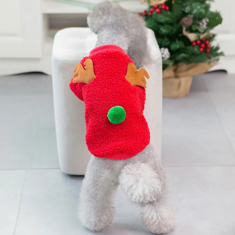 Christmas Pet Clothes Warm Fleece Dog Sweaters Winter Coats Clothing for Small Dogs