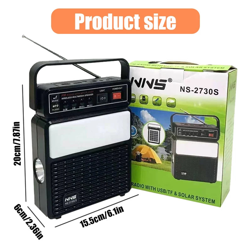 Portable outdoor camping solar lighting radio Bluetooth speaker, with two light bulbs and multiple lighting modes