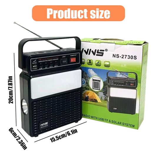 Portable outdoor camping solar lighting radio Bluetooth speaker, with two light bulbs and multiple lighting modes