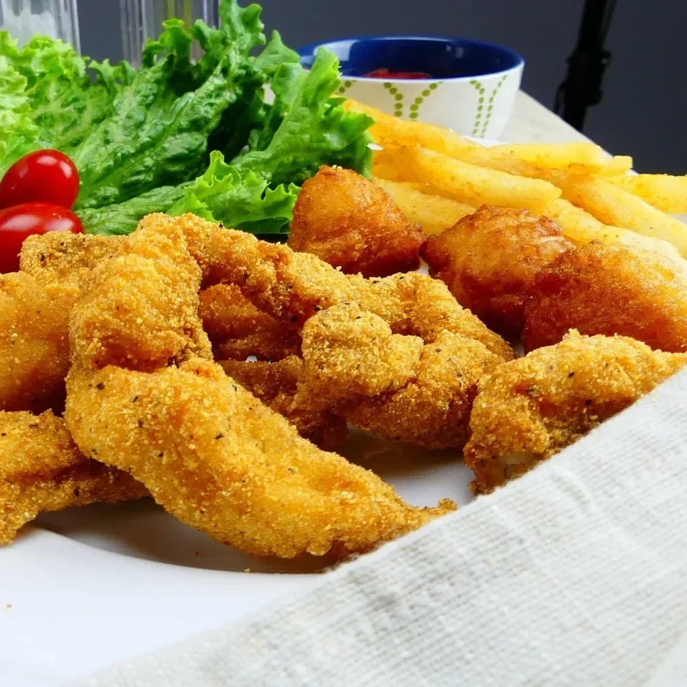 .9-gal Bayou Fryer Features Stainless Cart w/Side Shelf Three Mesh Baskets Fry Thermometer