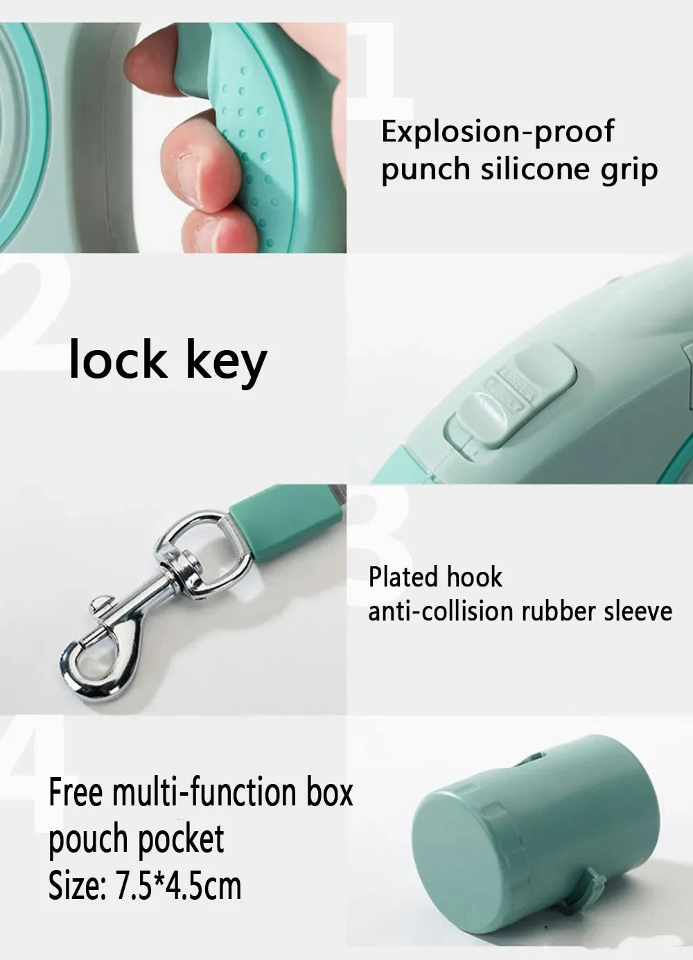 Dog Leash With Led Lights and Garbage Bag Retractable Nylon Traction Rope Belt Durable Walk Run Automatic Extension Dog Lead