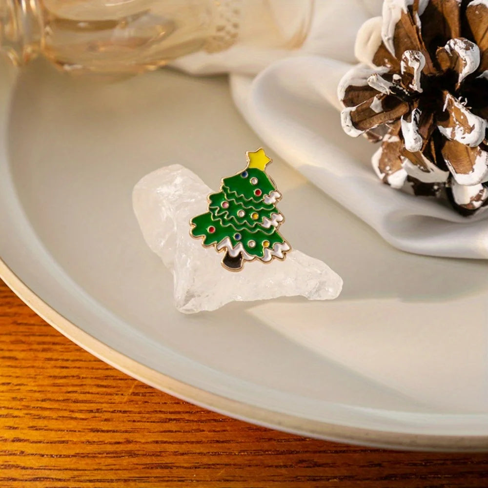 9pcs Christmas Reindeer Brooch, Cute Snowman Santa Claus Enamel Pin, Metal Badge Backpack Clothing Accessories Christmas Gifts