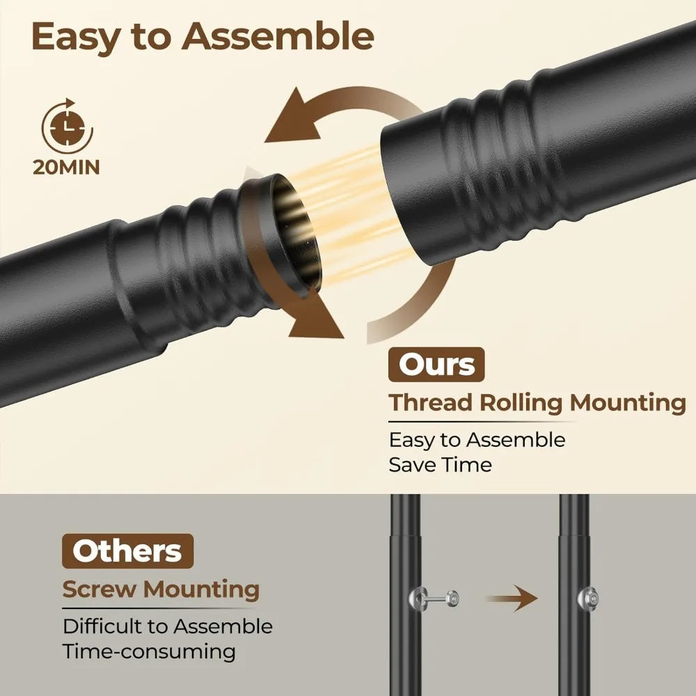 Double Rods Clothes Rack, Rolling  for Hanging Clothes Portable  Metal Garment Rack