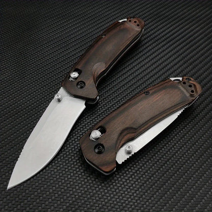 Multifunctional Folding Knife Stabilized Wood Handle with Pocket Clip.
