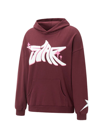 Women Vintage Sweatshirt Grunge Star Print Loose Fit Hooded Tops Autumn Long Sleeve Oversized Shirt