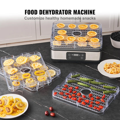 5 Tray Food Dehydrator Stainless Steel Electric Food Dryer w/ Digital Adjustable Timer & Temperature