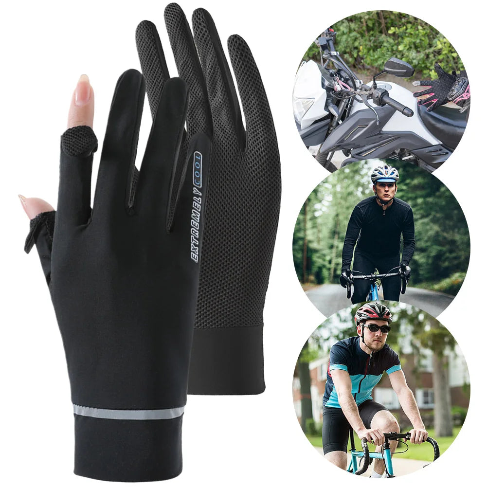 Lady Sunscreen Ice Silk Gloves Cycling  Breathable Motorcycle Bicycle for Golf Driving Riding Fishing Hiking