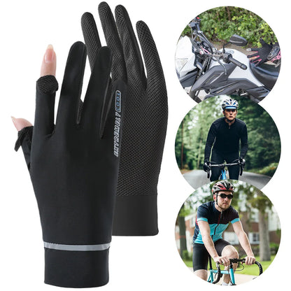 Lady Sunscreen Ice Silk Gloves Cycling  Breathable Motorcycle Bicycle for Golf Driving Riding Fishing Hiking