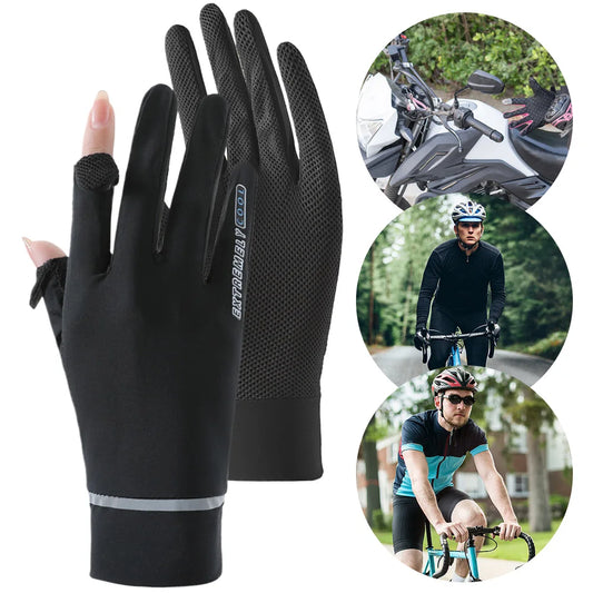 Lady Sunscreen Ice Silk Gloves Cycling  Breathable Motorcycle Bicycle for Golf Driving Riding Fishing Hiking