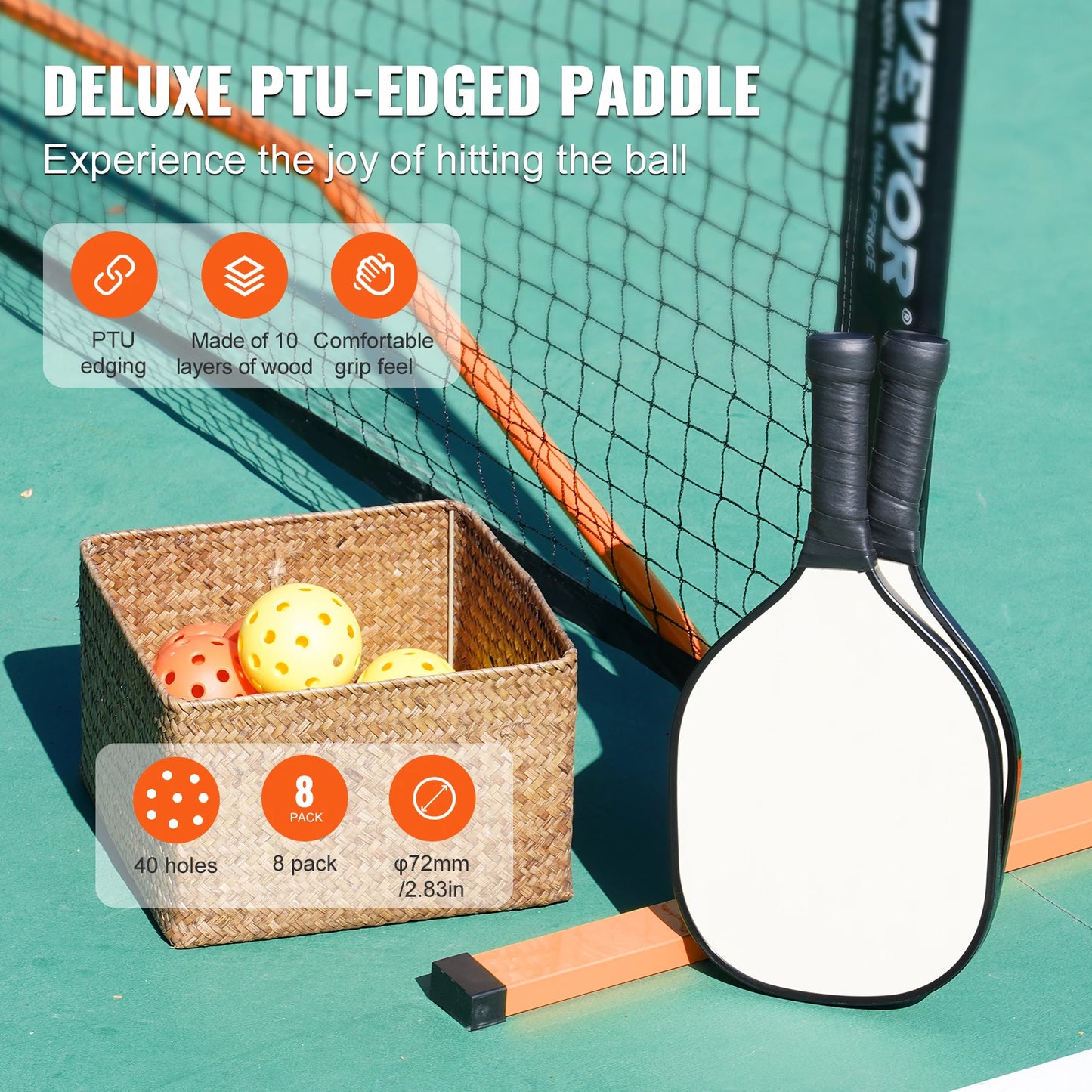 Portable Pickleball 22FT Full Court Official Regulation Size Nets Outdoor with Court Line
