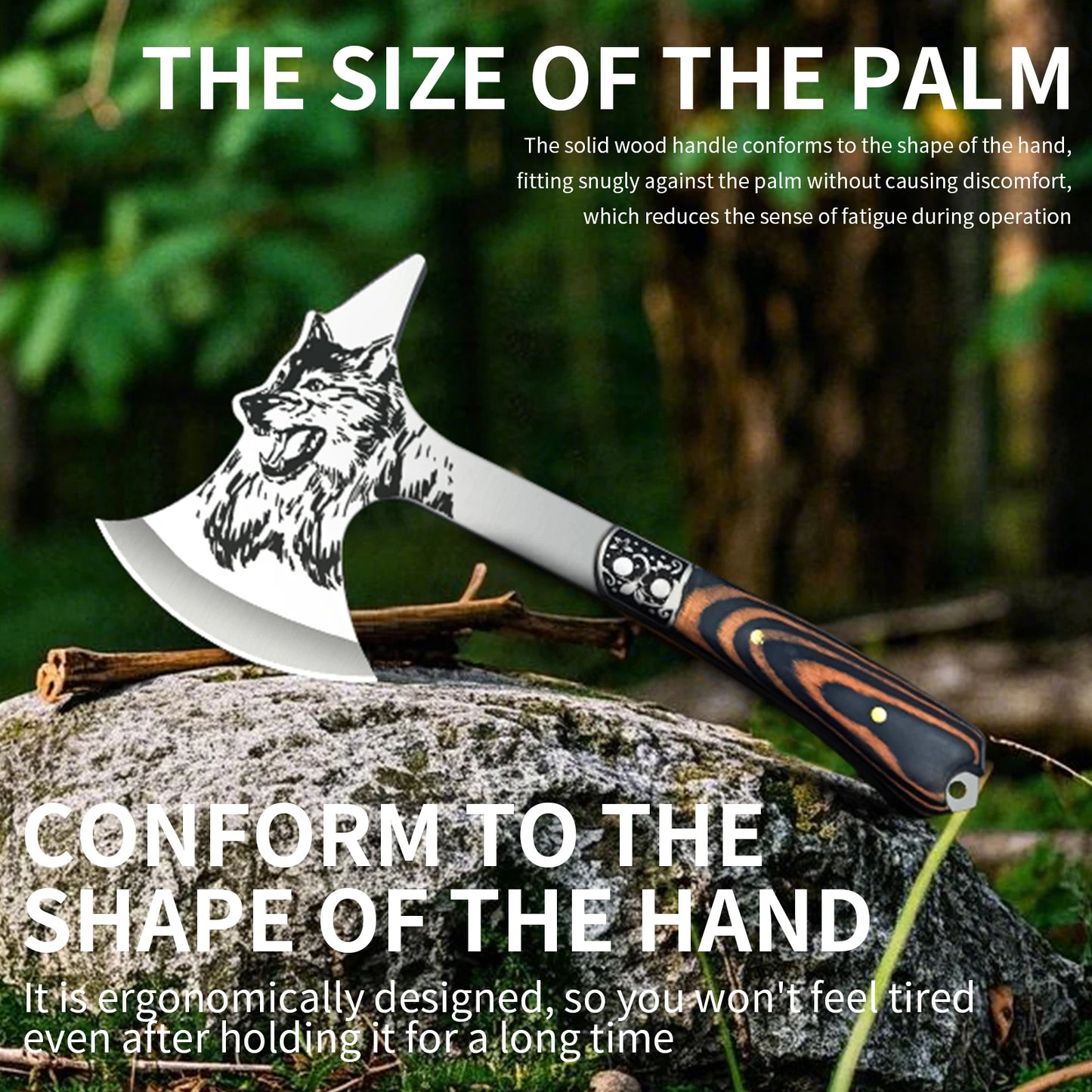 Stainless Steel Survival Axe Multi-function Outdoor Camping Tactical Wolf-head Axe Hunting Tools Portable