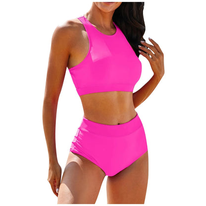 High Elastic Swimwear Bikini Set High Waist Two-Piece Swimsuit