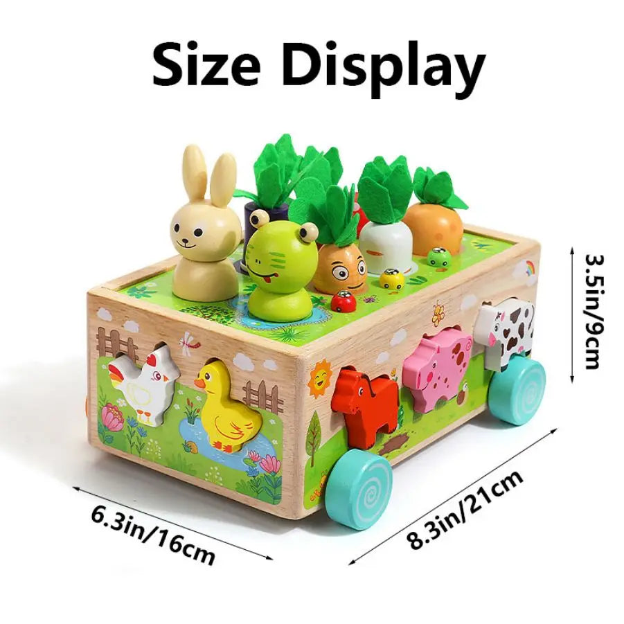 Wooden Shape Assortment Matching Children Toys Animals Game Cart Building Blocks Kids Christmas Gifts
