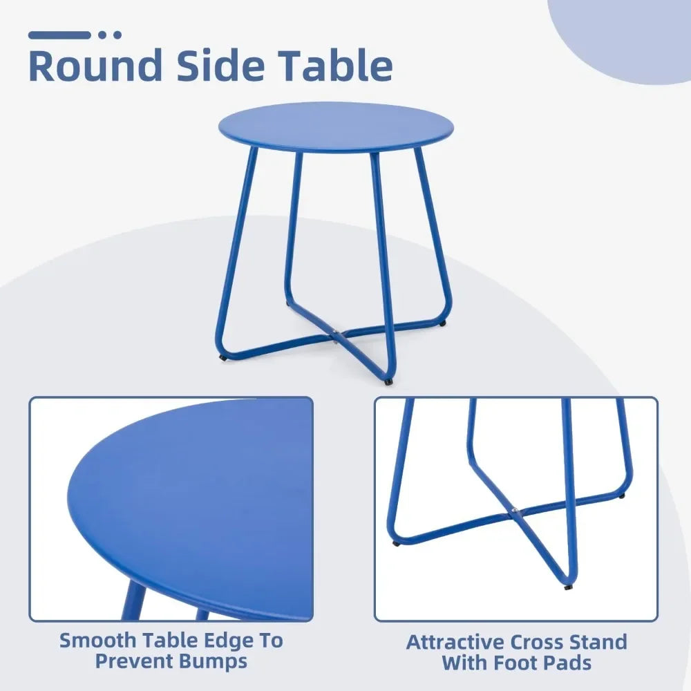 Budget-friendly 3 piece patio set, small patio furniture set - 2 c-spring metal chairs with round side table, outdoor bistro set