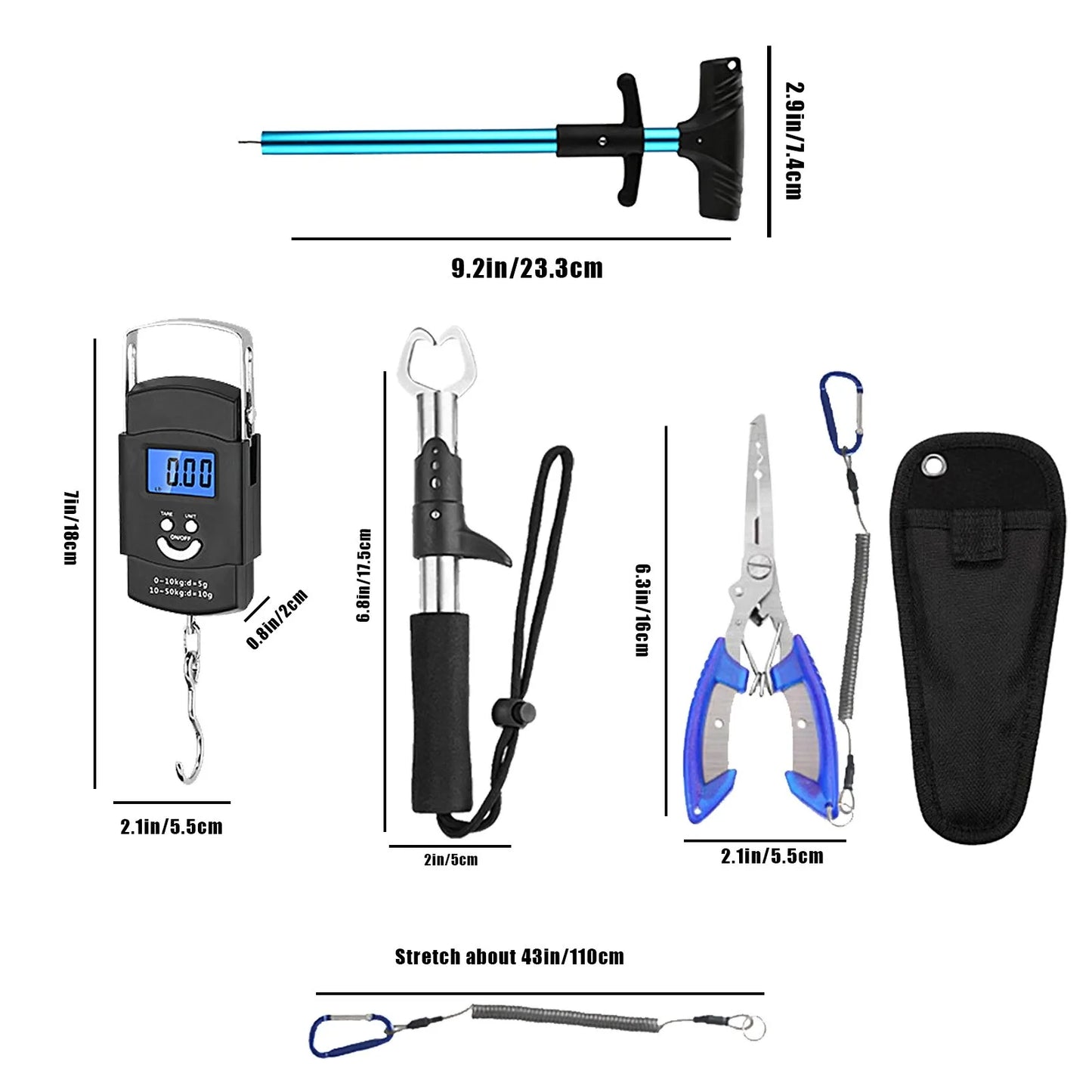 Outdoor Fishing Kit with Multi-tool Pliers, Fish Lip , and Durable Sheath for Anglers