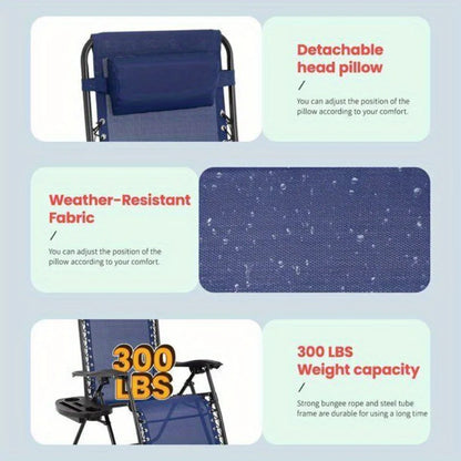 Zero Gravity Chair, Folding Outdoor Patio Lounge Recliner w/ Cup Holder