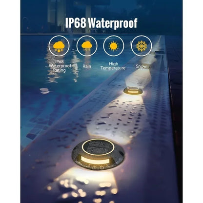 Solar Dock Lights Waterproof 12 Pack, 2 Colors in 1 Double-Sided LED Solar Driveway Lights