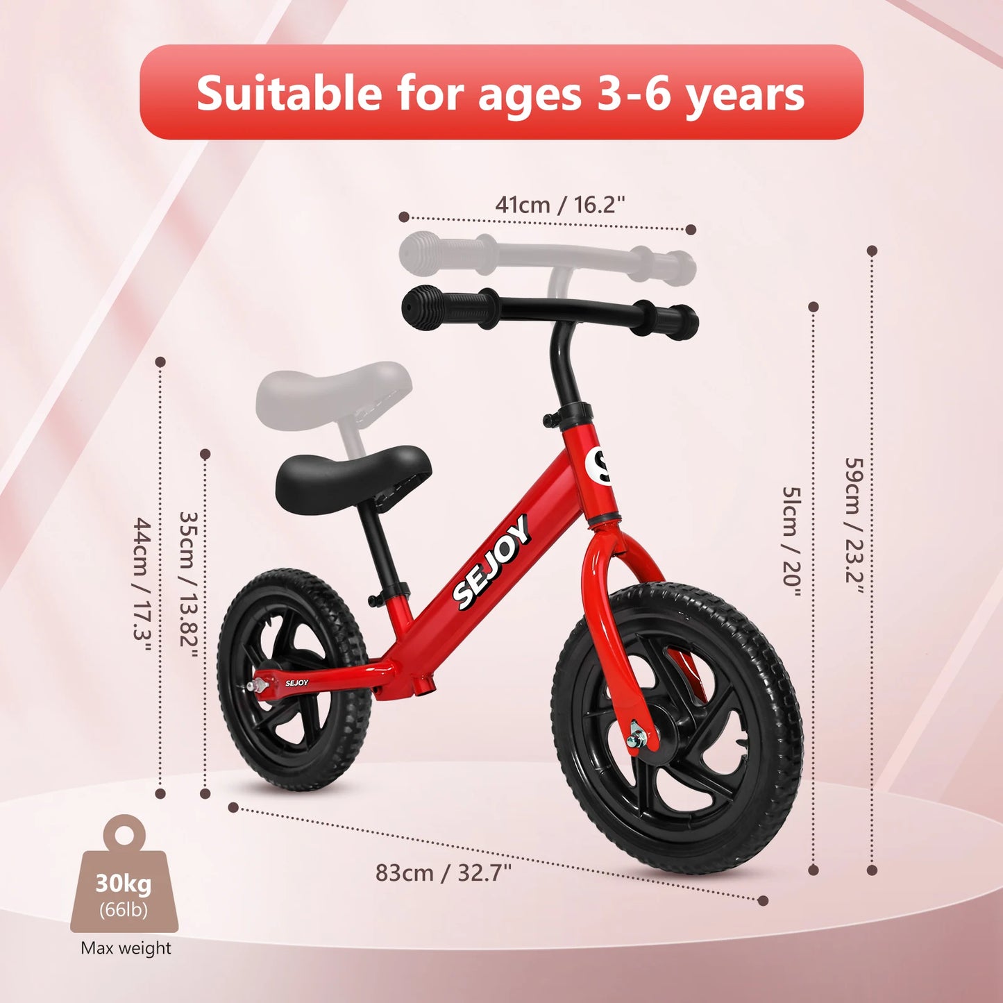 Balance Bike,Lightweight for 3-6 Year Old No Pedal Bikes for Kids