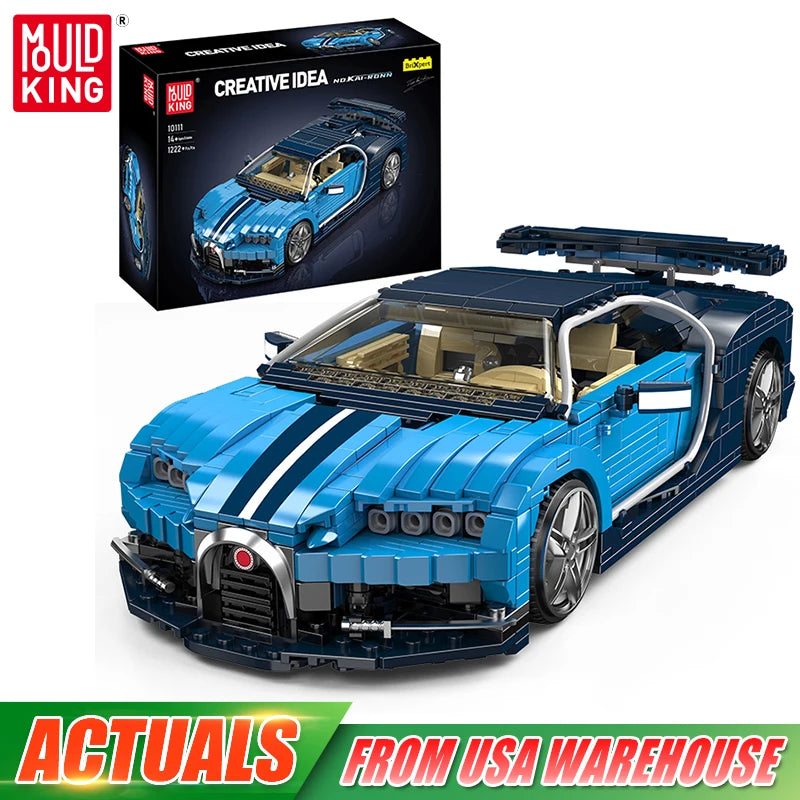 Technical Car Toys Blue Sport Racing Car Building Block Assembly Car Brick Set Kids Christmas Gifts