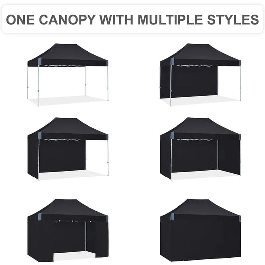 10x15 Heavy-Duty Outdoor Patio Canopy Tent with Sidewalls and Sandbags for Instant Setup