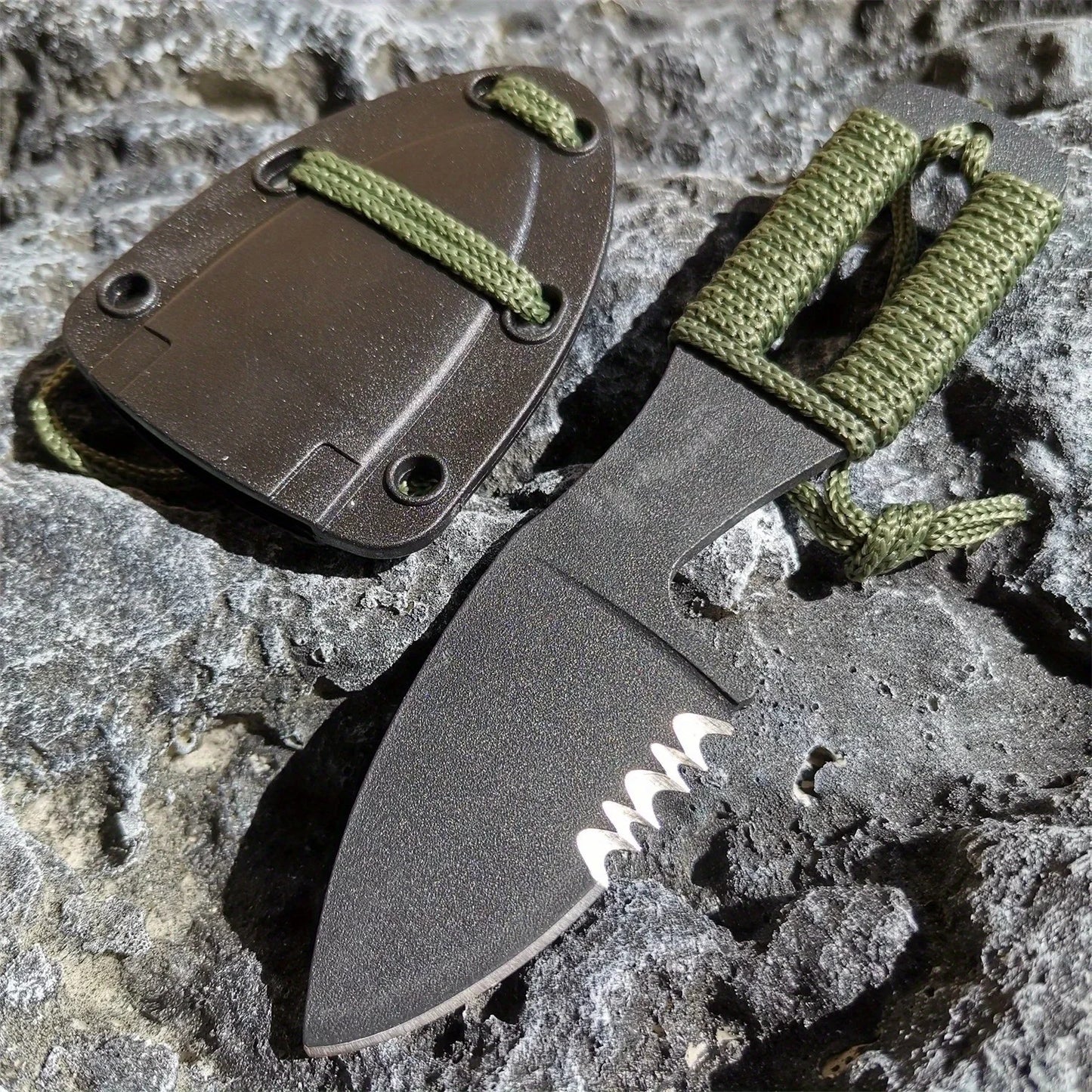 Outdoor Camping Knife - 5.1" Semi-Serrated EDC Blade, Lightweight