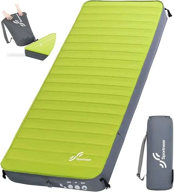 sleeping pad for camping: 4" ultra-thick air & foam mattress with 10 r value, large size 78" x 30"