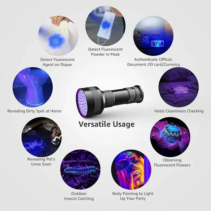 51 LED UV Flashlight Blacklight with 4-Slot Charger and AA Rechargeable Batteries