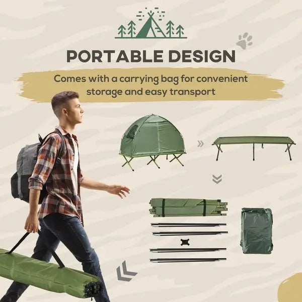 Camping Tent, Single Person Folding Cot Combo, Off-Ground Tent,  with Carry Bag for Hiking, camping