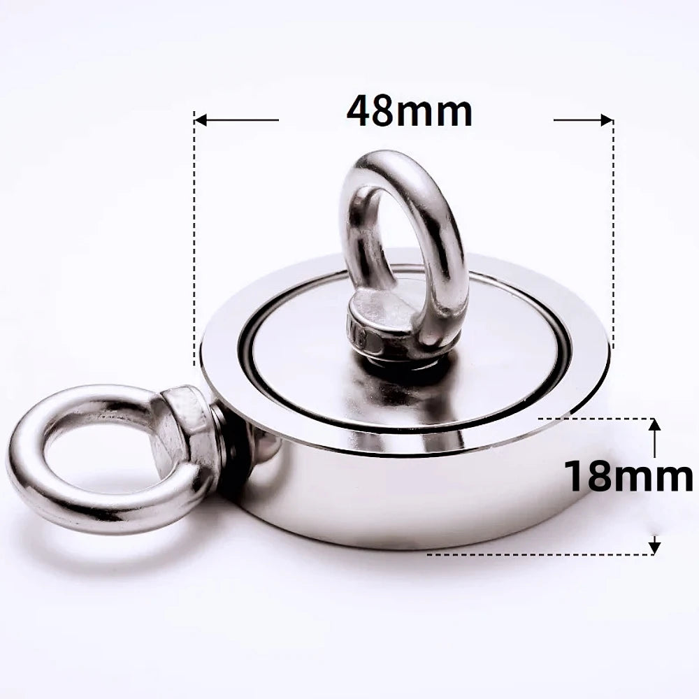 Strong Powerful Neodymium Magnet Double Side Salvage Search Magnet Hook Sea Fishing Holder Pulling Mounting Pot with Ring
