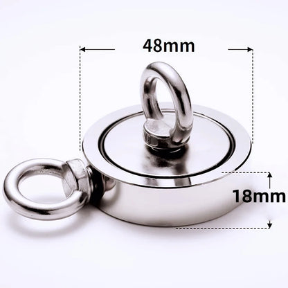Strong Powerful Neodymium Magnet Double Side Salvage Search Magnet Hook Sea Fishing Holder Pulling Mounting Pot with Ring