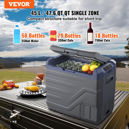 Car Refrigerator Portable Freezer&Built-in Light Compressor Cooler for Outdoor Camping
