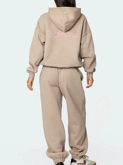 Women s 2 Piece Stylish Outfits Long Sleeve Sweatshirt Solid Color Jogger for Casual Wear