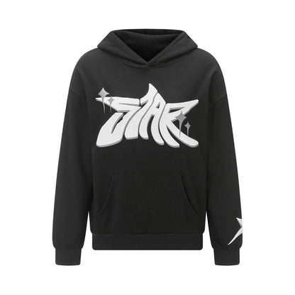 Women Vintage Sweatshirt Grunge Star Print Loose Fit Hooded Tops Autumn Long Sleeve Oversized Shirt