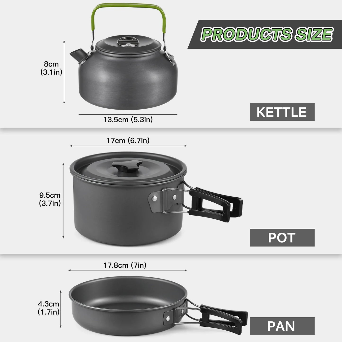 Outdoor Camping Pot Set Portable Aluminum Cookware backpacking cookware
