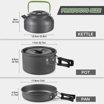 Outdoor Camping Pot Set Portable Aluminum Cookware backpacking cookware