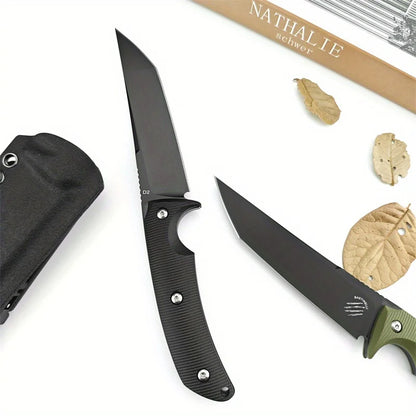 High Hardness Large Straight Knife  Steel Blade Handle Outdoor Camping  Hunting Knife Wilderness Tool