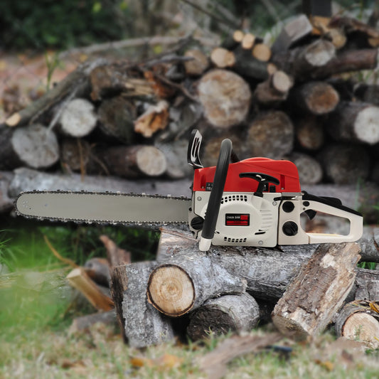 20'' 2-Stroke 52cc Gasoline Chainsaw Single Cylinder Air-cooled Suitable for Cutting Wood, Pruning Branches, Gardening