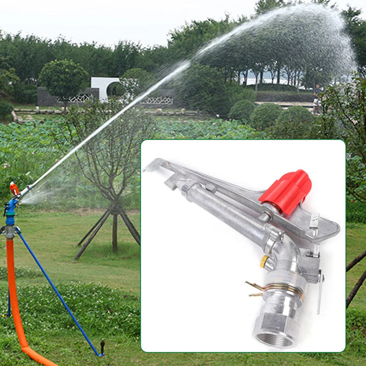 Zinc Alloy Tripod Sprinkler, 360° Rotation, Adjustable Nozzle Speed, High Pressure, Efficient Water Flow for Gardening