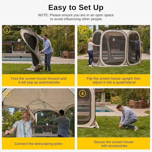 Pop-Up, Portable Screen Room Canopy 10 x 10 FT with Carry Bag for Patio, Backyard