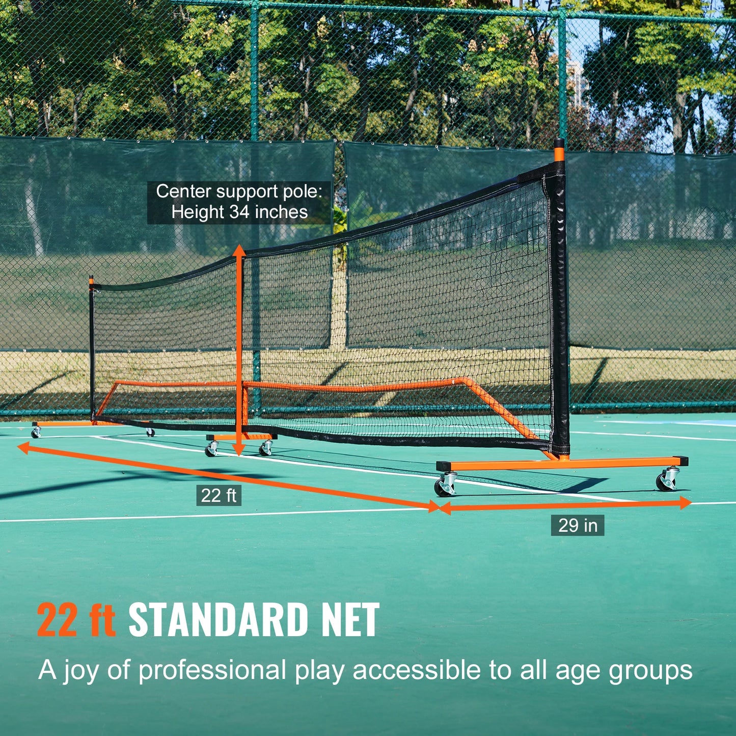 Portable Pickleball 22FT Full Court Official Regulation Size Nets Outdoor with Court Line