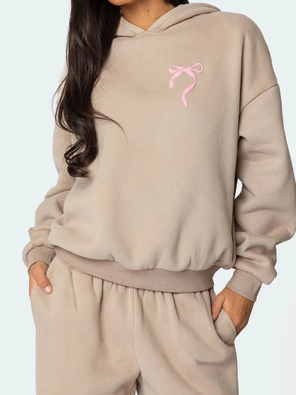 Women s 2 Piece Stylish Outfits Long Sleeve Sweatshirt Solid Color Jogger for Casual Wear