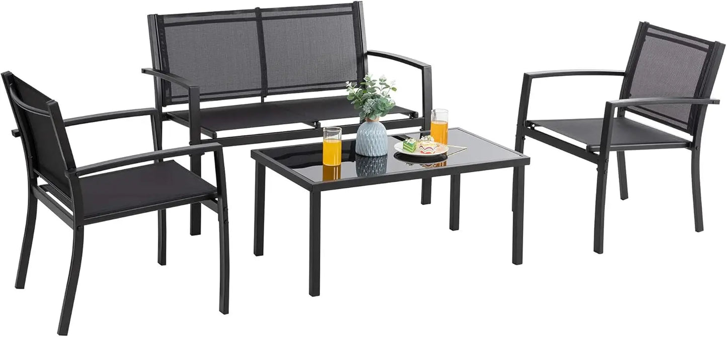 4 Pieces Patio Furniture Outdoor Table and Chairs Set