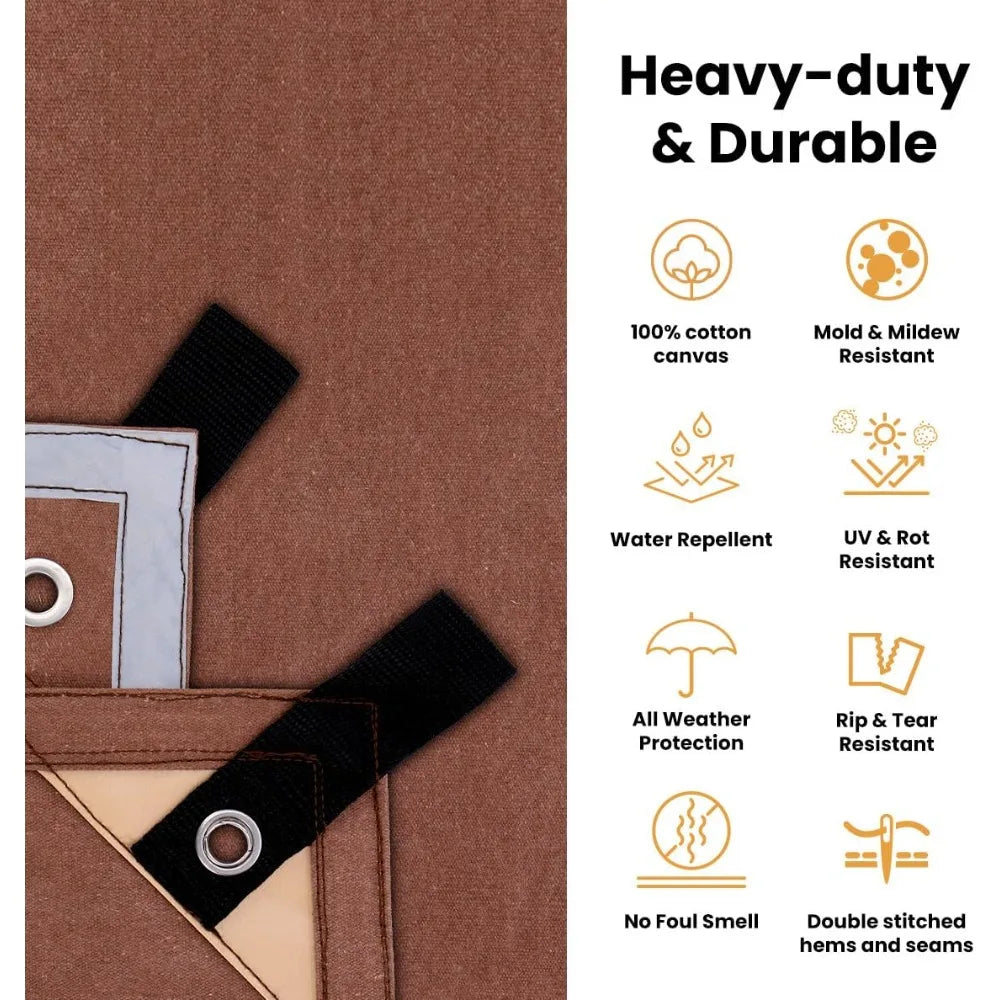 Canvas Tarp Heavy Duty Waterproof UV Resistant, Cloth Tarp