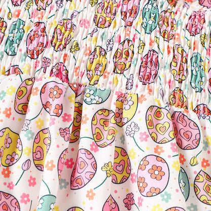 Infant Girls Romper Floral Ruffle Sleeve Pleated Smocked Bubble 1Piece