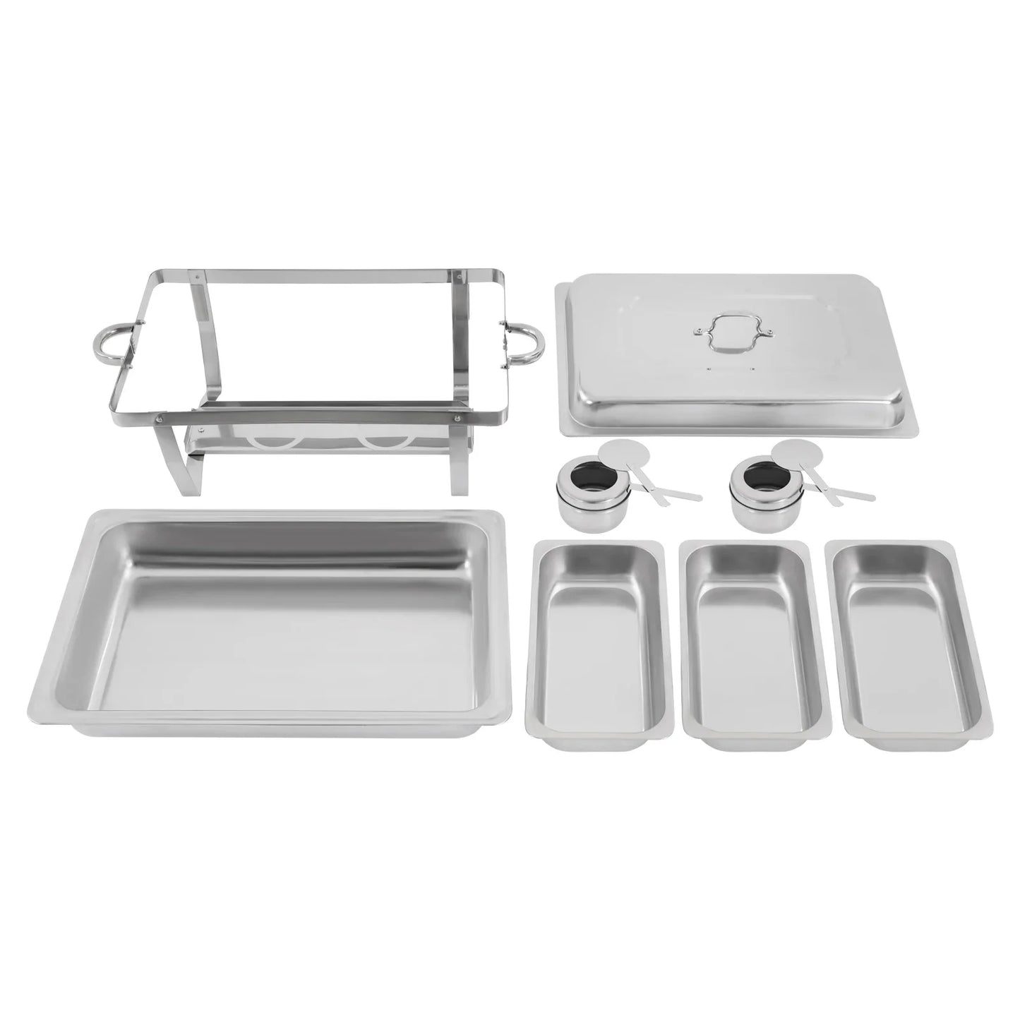 Chafing Dish Buffet Set, Self-service Stove Food Plates Stainless Steel Buffet Dishes with 3 Food Compartments