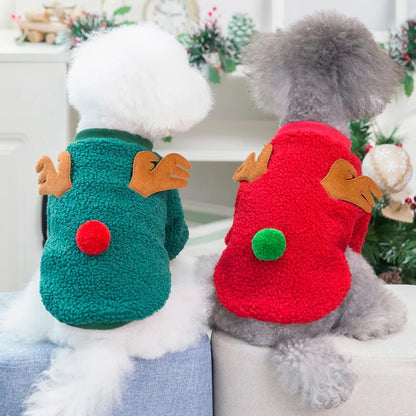 Christmas Pet Clothes Warm Fleece Dog Sweaters Winter Coats Clothing for Small Dogs